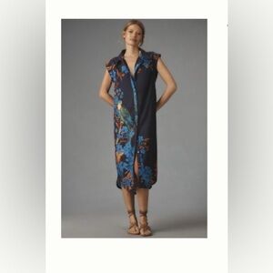 The Lilian Cap sleeve button front midi dress